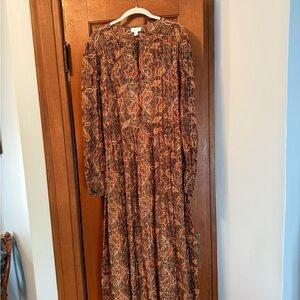 J. Jill Multicolor Paisley Long Sleeve Dress